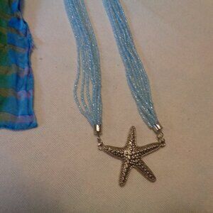 MERMAIDCORE UNDERSEA SCARF & STARFISH BEADED NECKLACE LOT